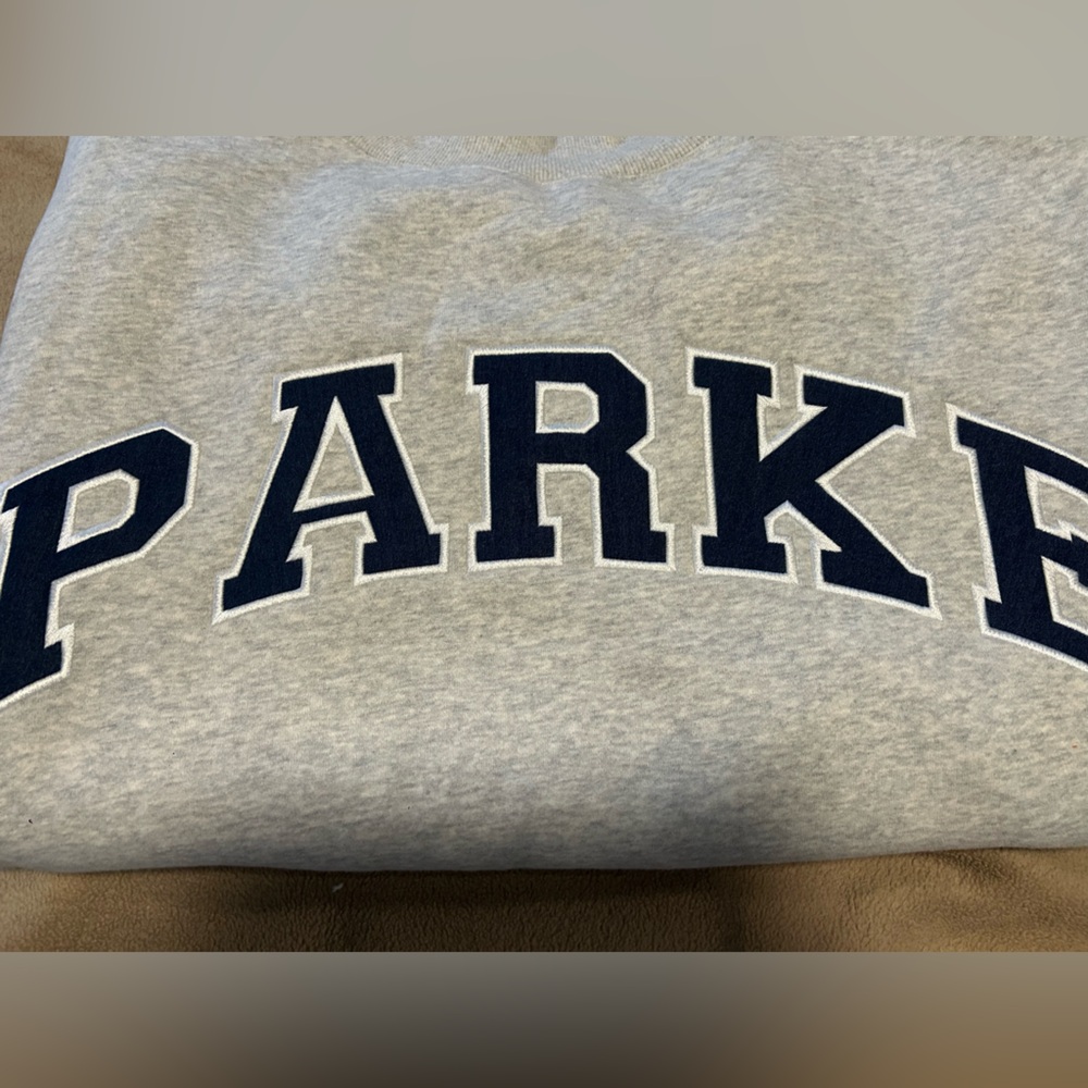 Parke Fleece Varsity Mockneck Sweatshirt Classic Grey + Navy Size XXL NWOT - Picture 2 of 13